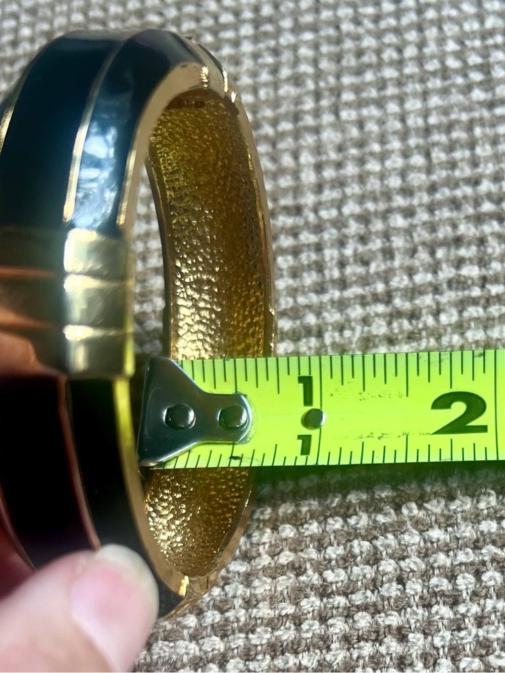 Valentino Gold and Black Enamel Bangle Bracelet withCrystal Pavé - Picture 11 of 11